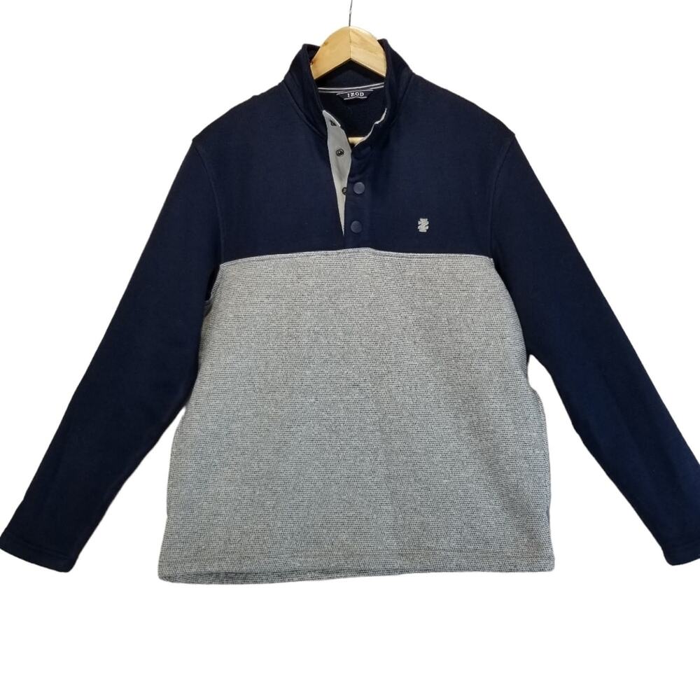 Izod Sweater Mens Small Pullover 1/4 Snap Front Collar Pockets